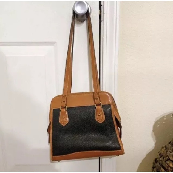 Dooney & Bourke Carpet Shoulder Bag Vintage Navy Blue & Tan Zippered - Picture 6 of 15